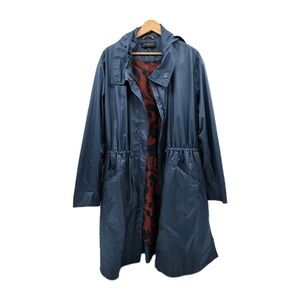 Peruvian Connection Hood River Anorak Rain Jacket Womens Size Large Blue Coat